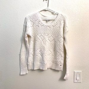 AE White Cotton Cable Knit Sweater